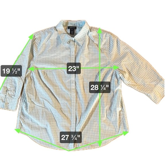 Jones New York Signature woman’s 2XL Light Blue Check Long Sleeve Button-Up - Picture 6 of 6